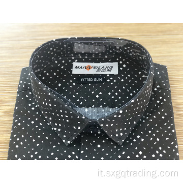 Camicia da uomo in spandex a maniche lunghe con stampa